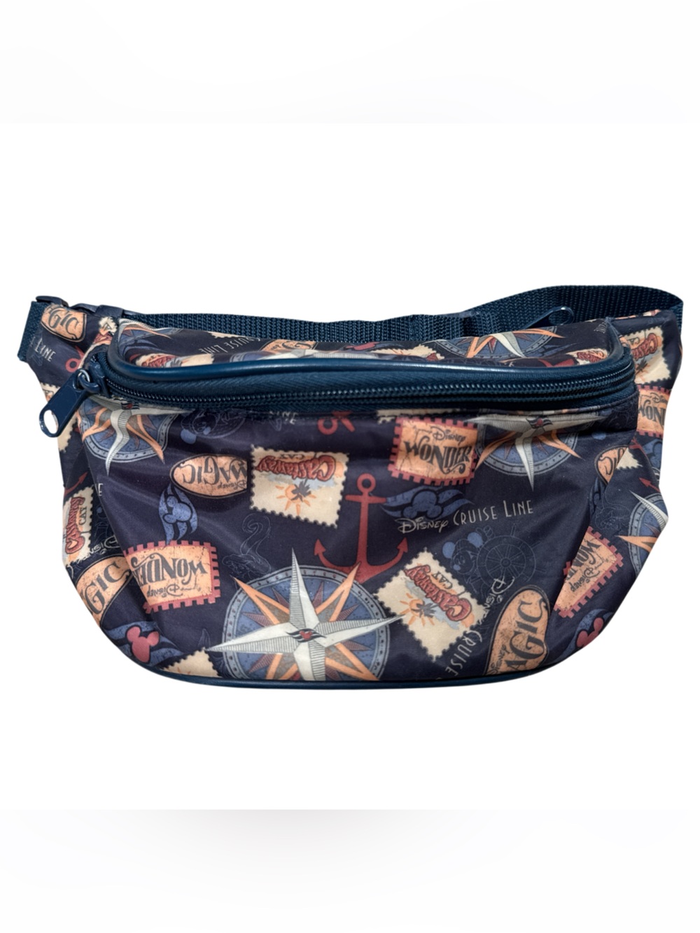 RARE Vintage Disney Cruise Line Nautical Fanny Pack Compass Anchor Stamp Print